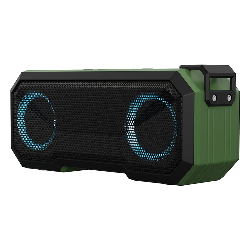 QUEED IPX7 Waterproof Bluetooth Speaker with Colorful LED Lights Power Bank Function Dual Drivers TWS Wireless Outdoor Speaker