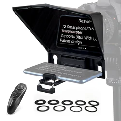 Desview T2-8inch Portable Teleprompters Kit with Beam Split 70/30 Glass & Remote Control,Compatible with Phone & Tablet