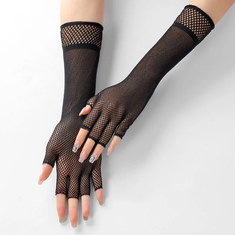 New Design Women Sexy Bandage Fingerless Gloves Gothic DIY Strapping Sunscreen Sleeve Lolita Jk Emo Y2k Elastic Mesh Punk Gloves