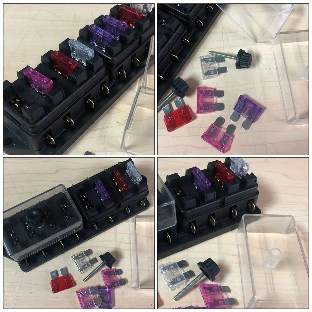 

1 Set 8 Way Box Lateral Single Car Fuse Holder Transparent Cover Dustproof Waterproof 2A 3A 5A 7.5A 10A 15A 20A 25A 30A 35A Auto