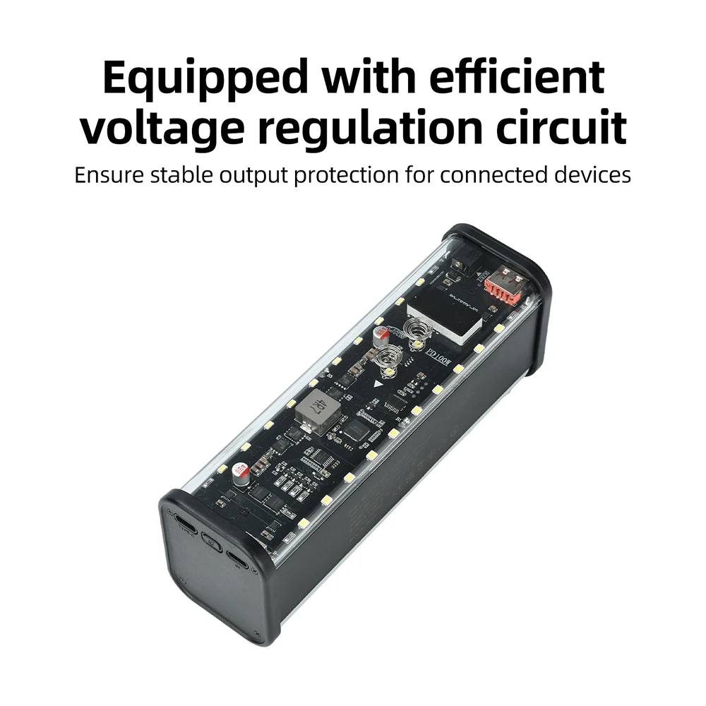 8x21700 Schnellladende Powerbank-Hülle PD 100W Touch-Spannungsregelung Lötfreier LED-Bildschirm Transparente Batterie-Aufbewahrungsbox – Detail 7