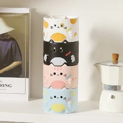 300ML Cartoon Cat Cup Creative Ceramic Stacked Cups Household Water Glass Goblet Breakfast Milk Glass Ceramic Home Decoration