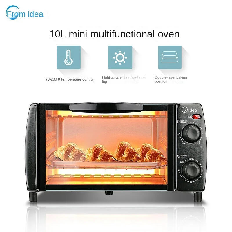 Midea Electric Oven Home Multi Functional Mini Oven Home Baking Cake and Bread 10 Liter Electric Oven Pizza Oven Microwave Oven