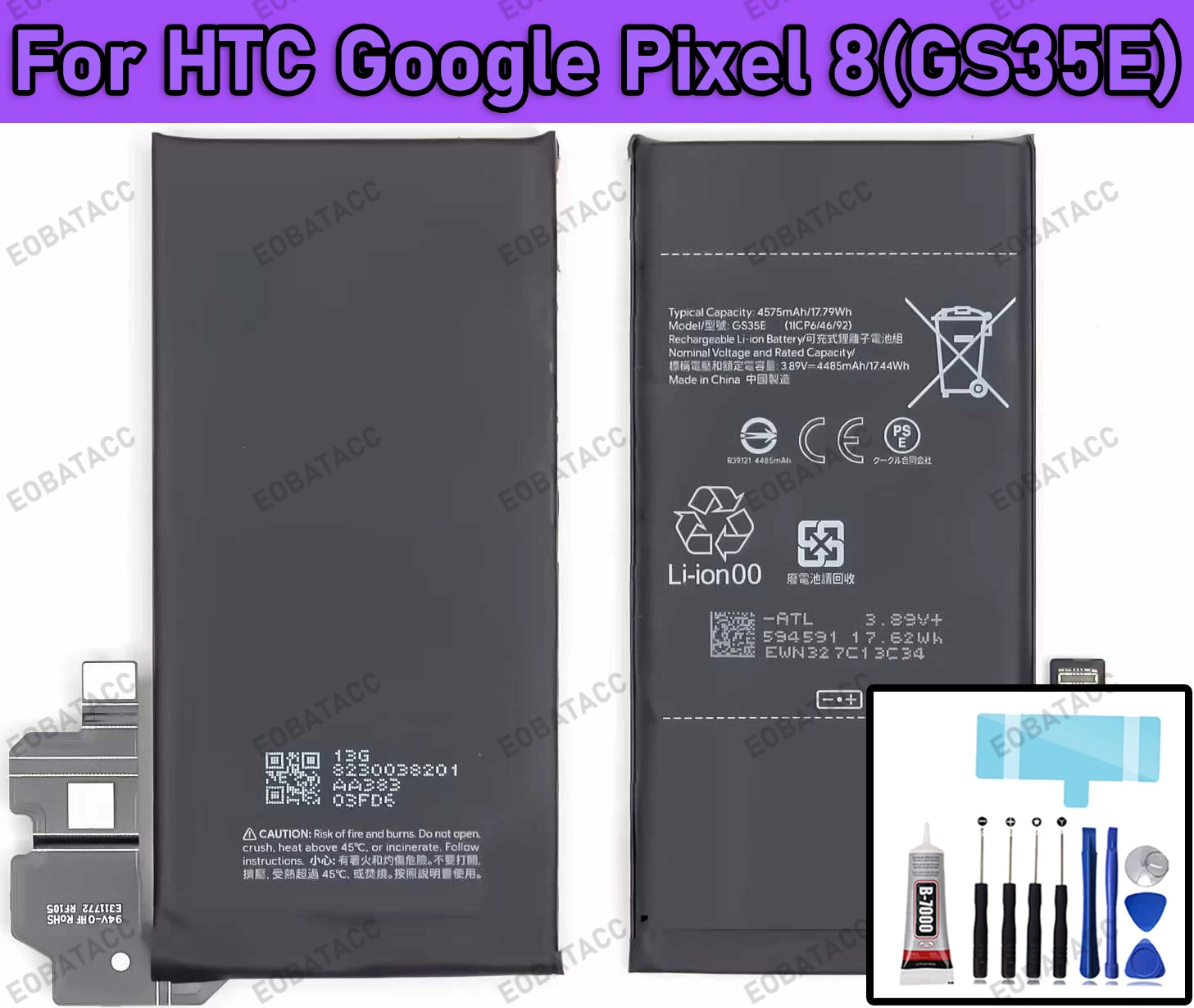 100% New Zero Cycle Replacement Battery GS35E For HTC Google Pixel 8 Replacement  Batteries Batteria+Tools