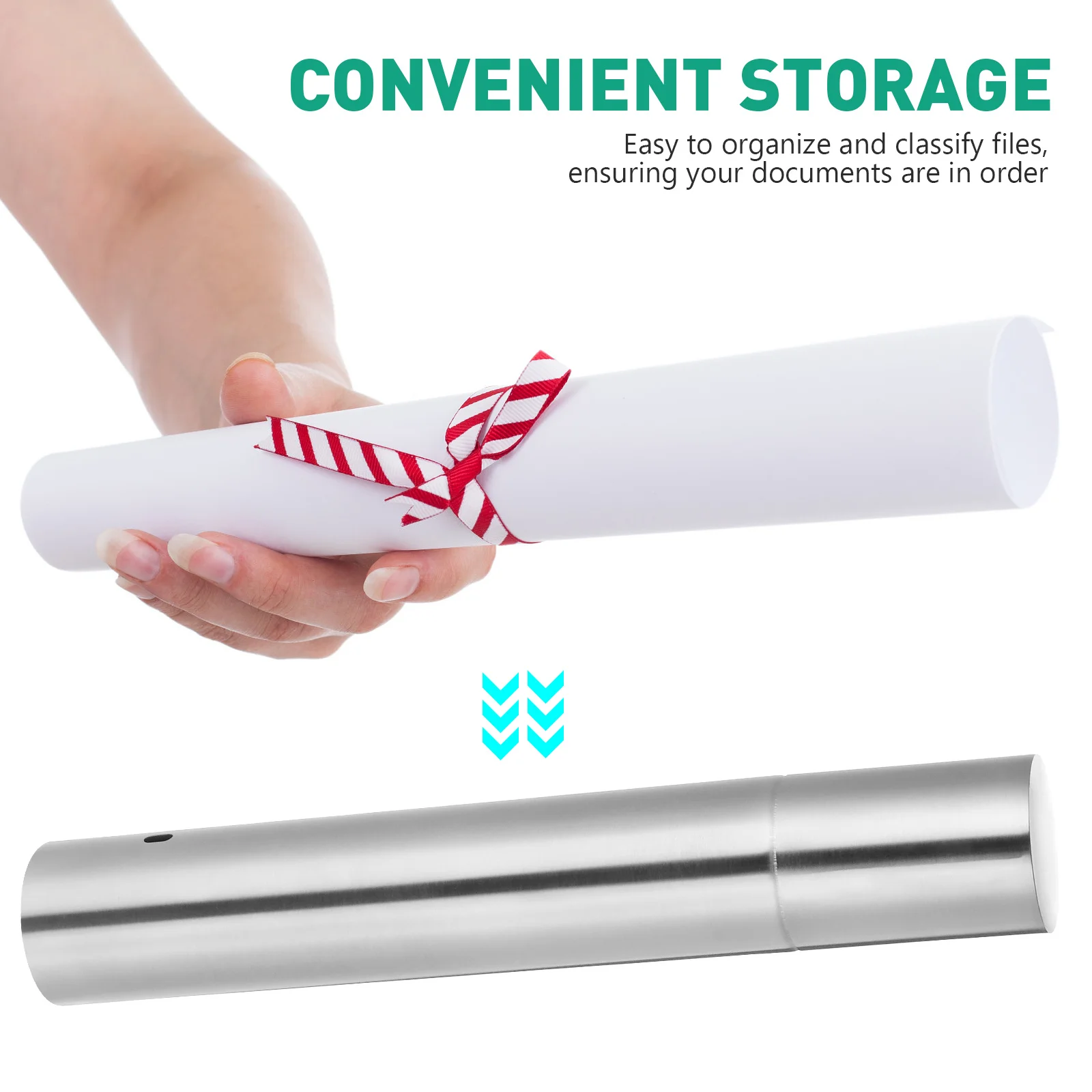 

Stainless Steel File Storage Tube For Diploma Certificate Organizer Vintage Style Document Protection Case Household