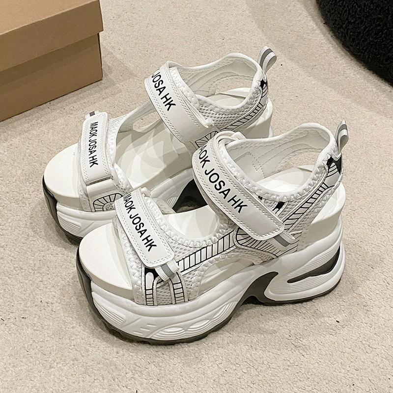 New High Platform Sandals Woman Summer Mesh Chunky Sneakers Female Wedges Slippers For Women Peep Toe Sandalia Feminina 10.5CM