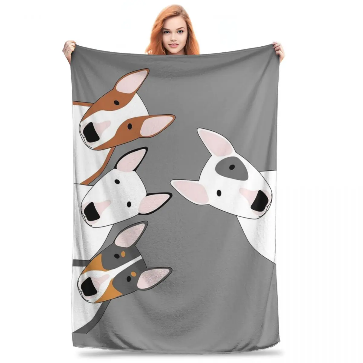 Bull Terrier Squad Blankets Flannel Portable Throw Blankets Sofa Throw Blanket For Home Bedroom Office Throws Bedspread Quilt