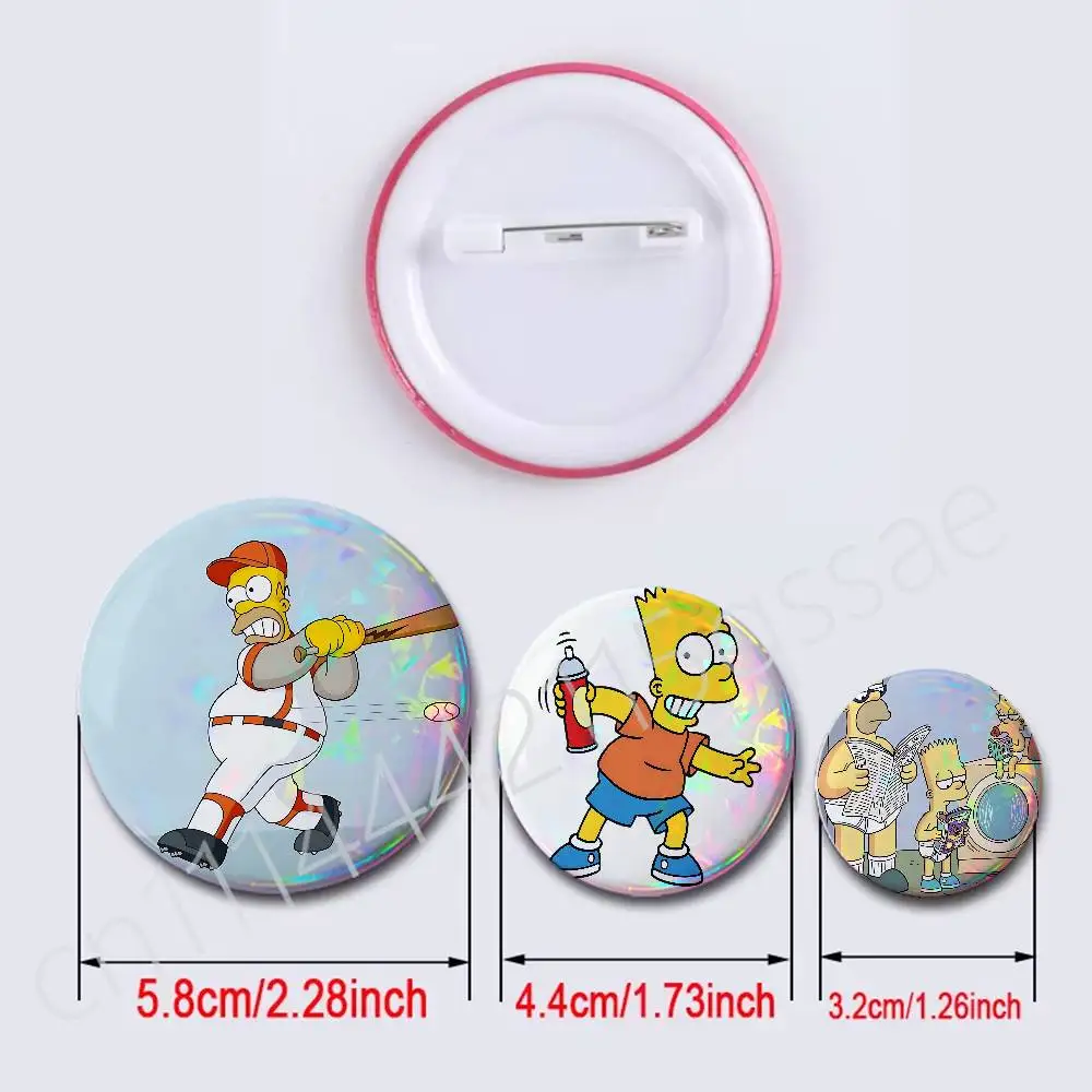 FOR The Simpsons Round Exquisite Laser Badge Brooches Creative Pins For Clothes Hat Backpack Gift Accessories