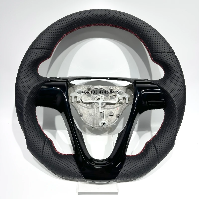 D-shaped sports full leather steering wheel/piano black decorative steering wheel