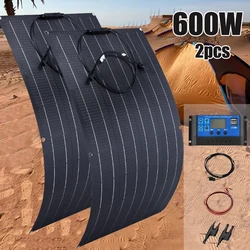 600W 300W Solar Panel Kit 18V Flexible Monocrystalline Solar Cell Outdoor Power Charger for Camping Yacht Motorhome Car RV Boat