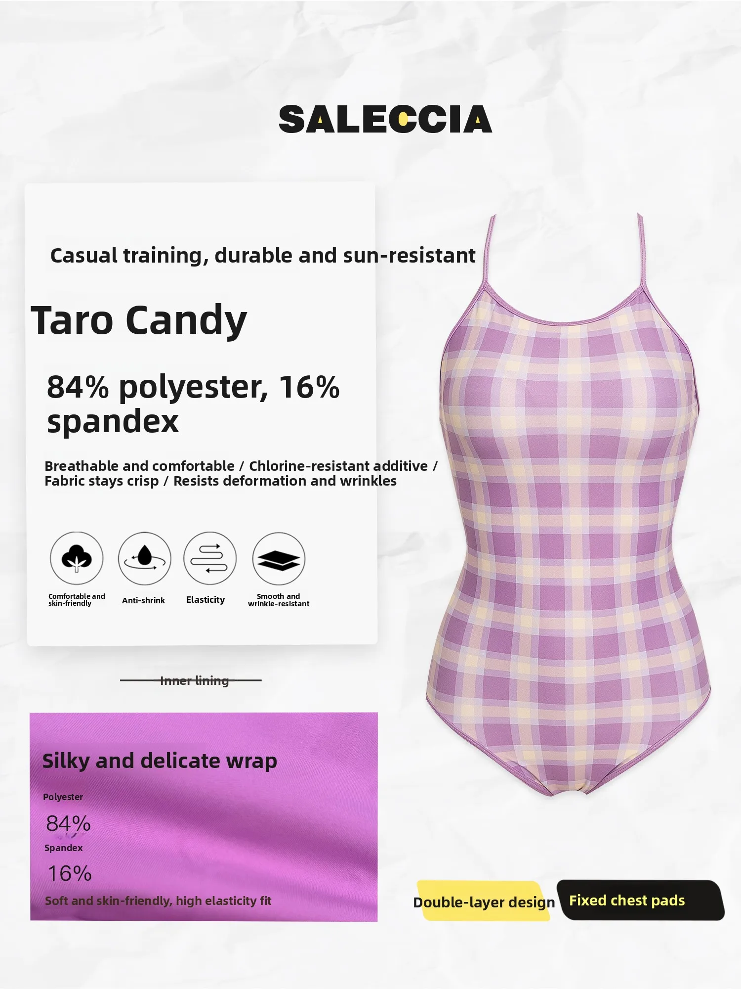 Saleccia Purple Sugar Women's One-Piece Swimsuit 2026 Hollow out Competition Pure Desire with Chest Pad Indoor Pool Beach