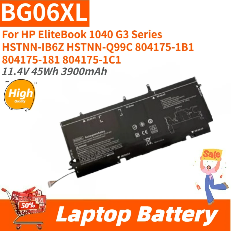 Replacement Laptop Battery BG06XL 11.4V 45Wh 3900mAh For HP Folio 1040 G3 804175-1B1 804175-181 804175-1C1 Brand New