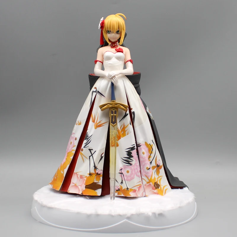 

25cm FGO Fate/stay Night Figurine FATE Altria Pendragon Archer Figure Crane Dress Saber Figure LED Statue Anime Collection Toys