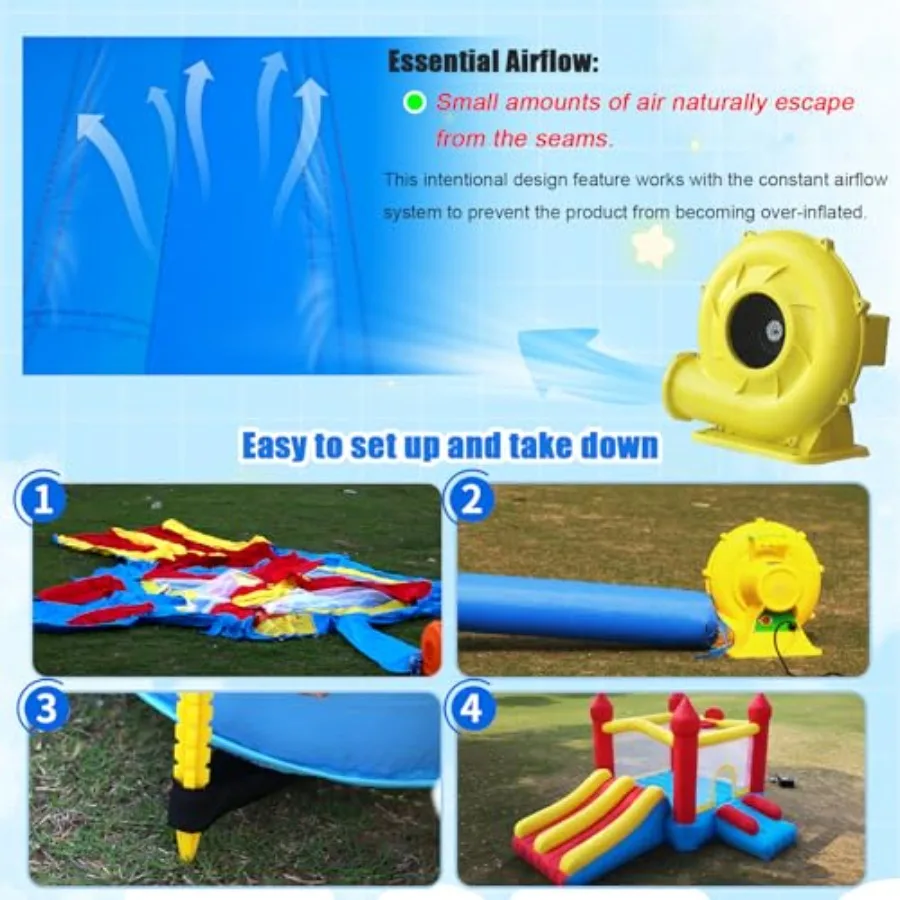 Bounce House with Double SlideLarge Jump House for Inflatable Bouncer with Air Blower Indoor Outdoor Bouncy Castle for Backyard