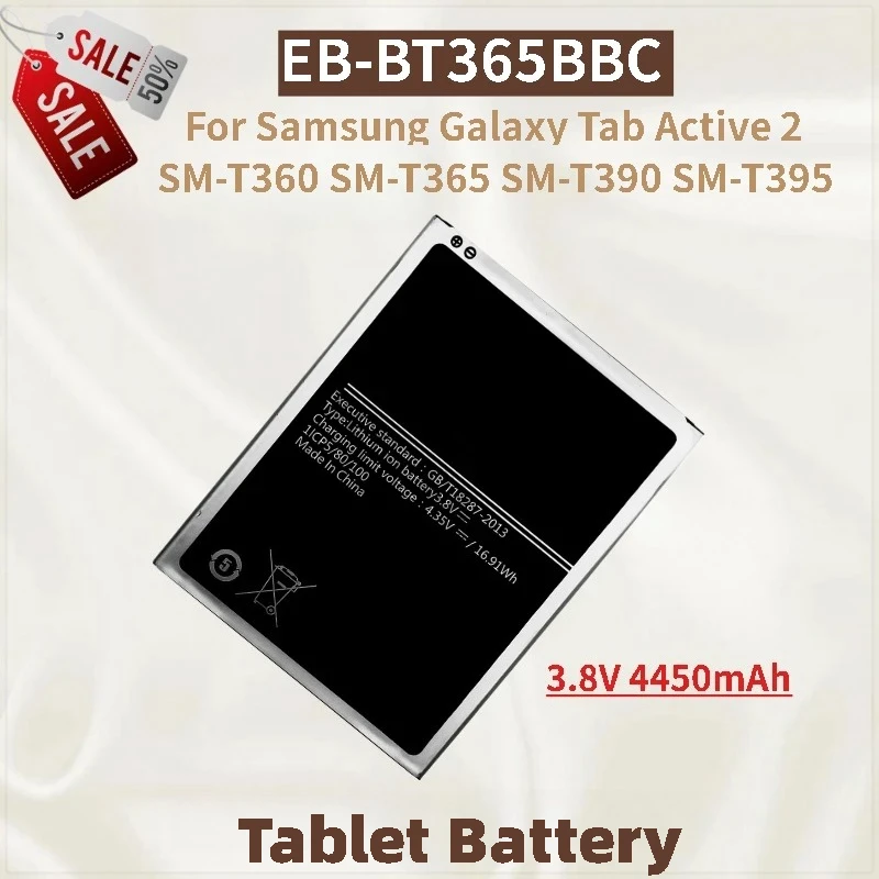 

Аккумулятор для планшета EB-BT365BBC 3,8 В 4450 мАч для Samsung Galaxy Tab Active 2 SM-T360 SM-T365 SM-T390 SM-T395 Совершенно новый, высокое качество