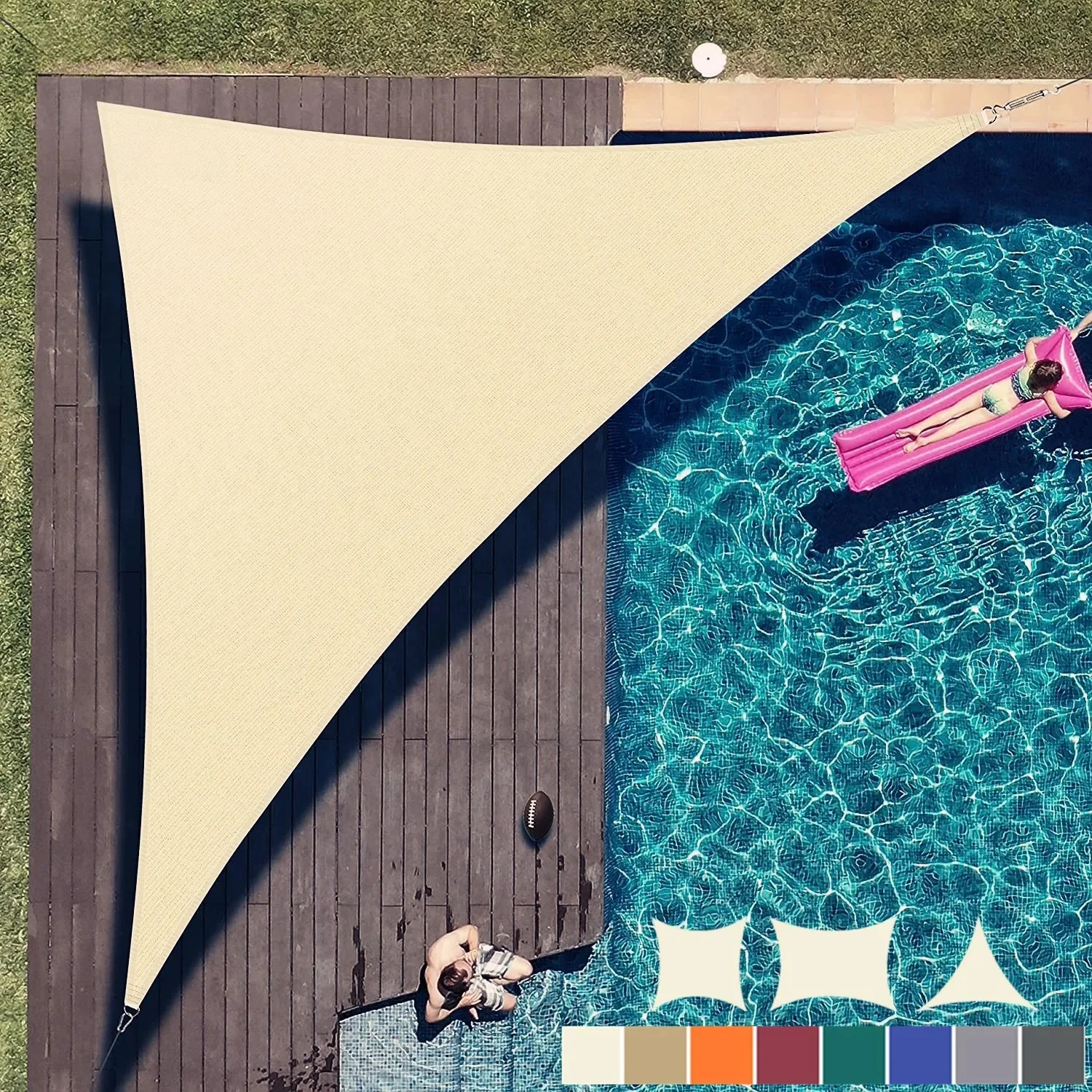 Triangular & Quadrilateral Sun Shade Sail Breathable UV Block Canopy for Patio Pool Backyard Outdoor