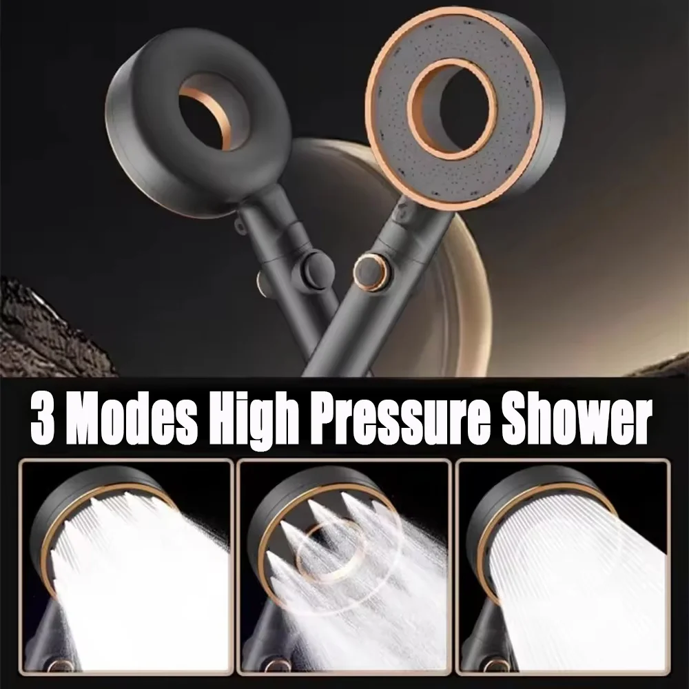 

3 Modes Adjustable One-Key Stop Water Massage Shower Head High Pressure Water Saving Handheld Showerhead Bathroom Accessories