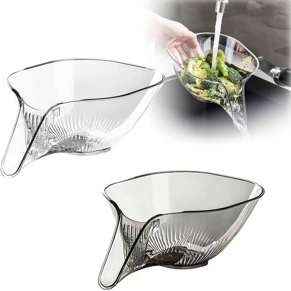 1/2Pcs Multi-functional Drain Basket Rinser Versatile Acrylic Removable Filter Strainers Streamlined Design Transparent