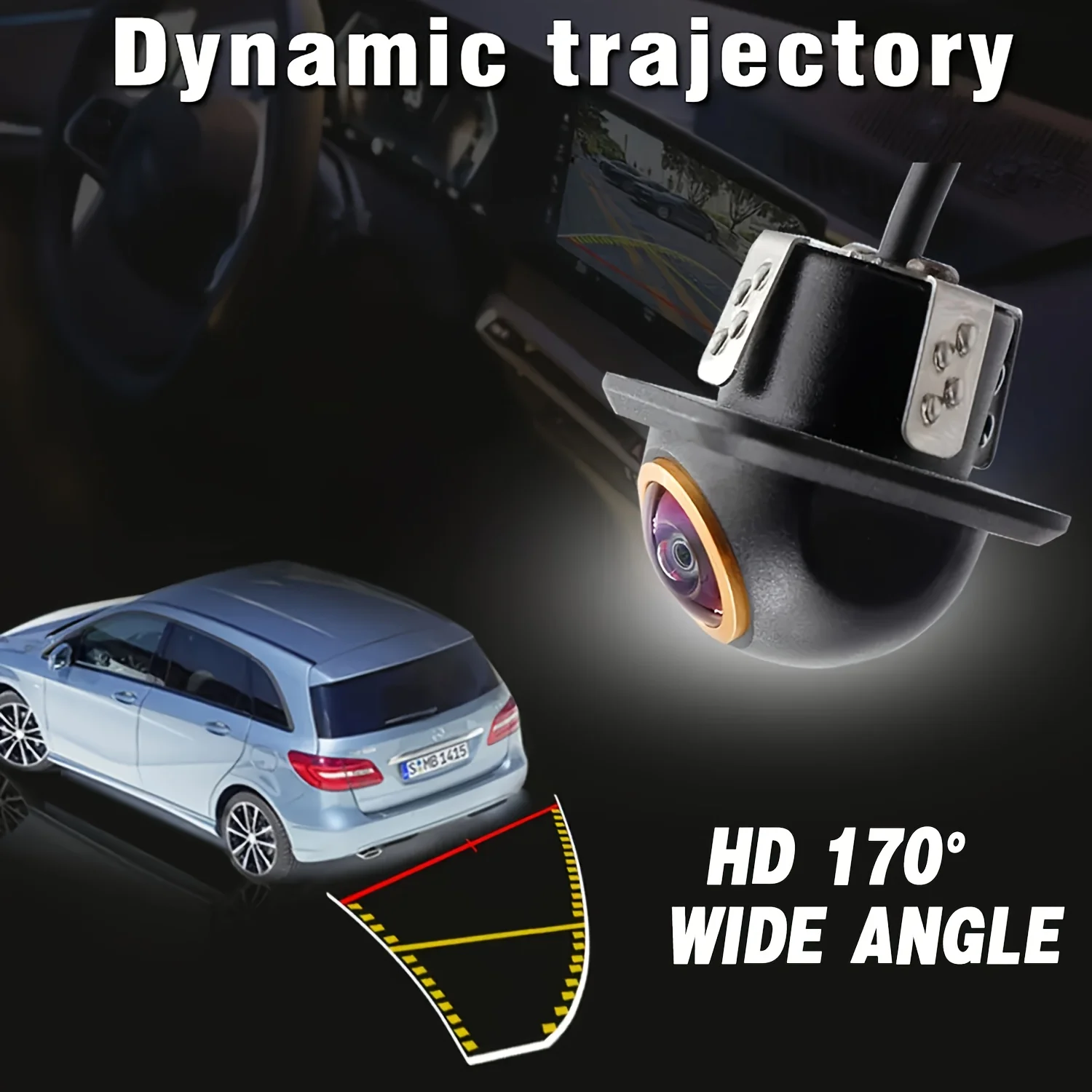 Backup Camera - 1080P Fisheye with Dynamic Parking Lines, Wide-Angle Rear View for SUVs, Trucks, RVs