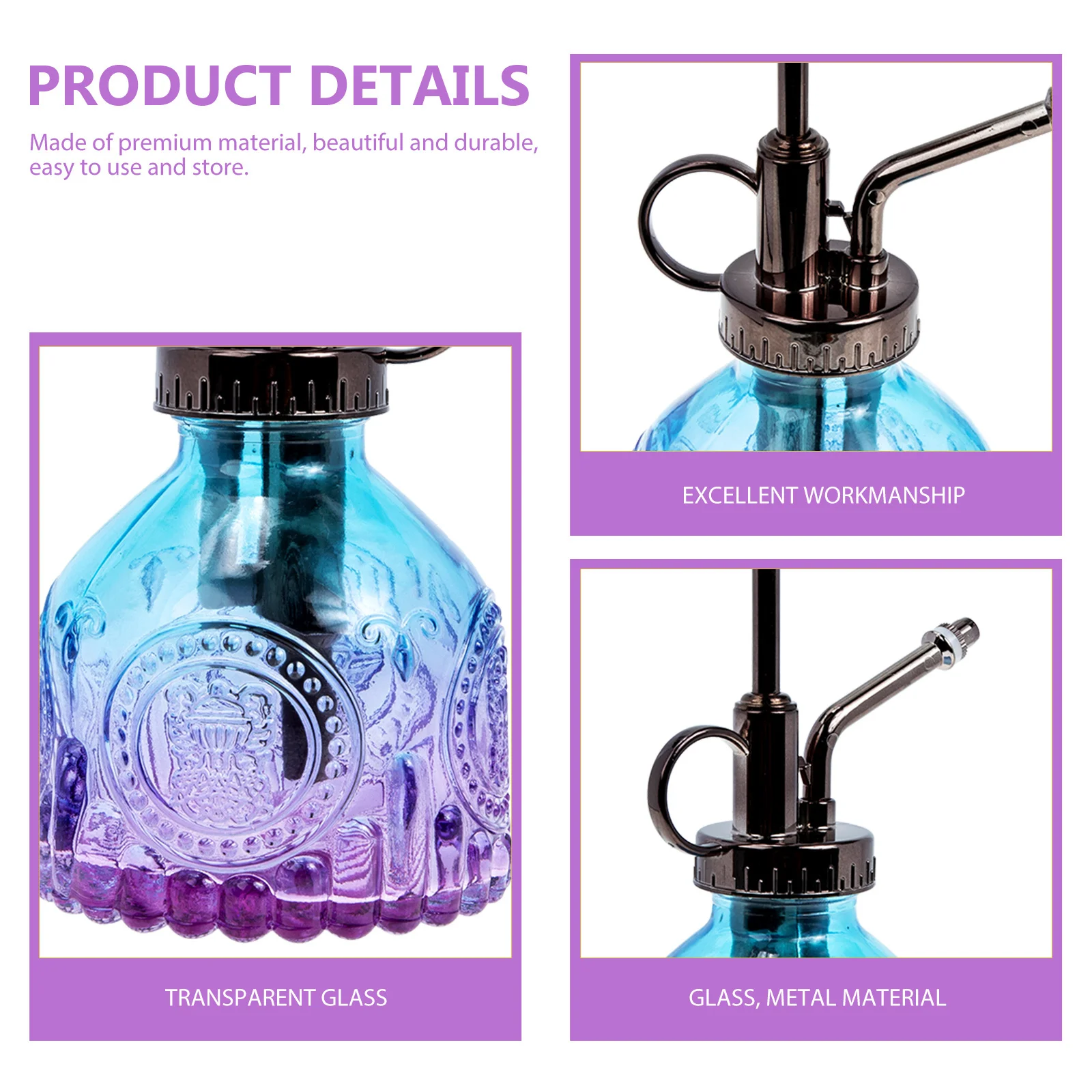 

Glass Plant Mister Spray Bottle Vintage Watering Can Transparent Pump Design for Indoor Outdoor Plants Bonsai Flowers Garden