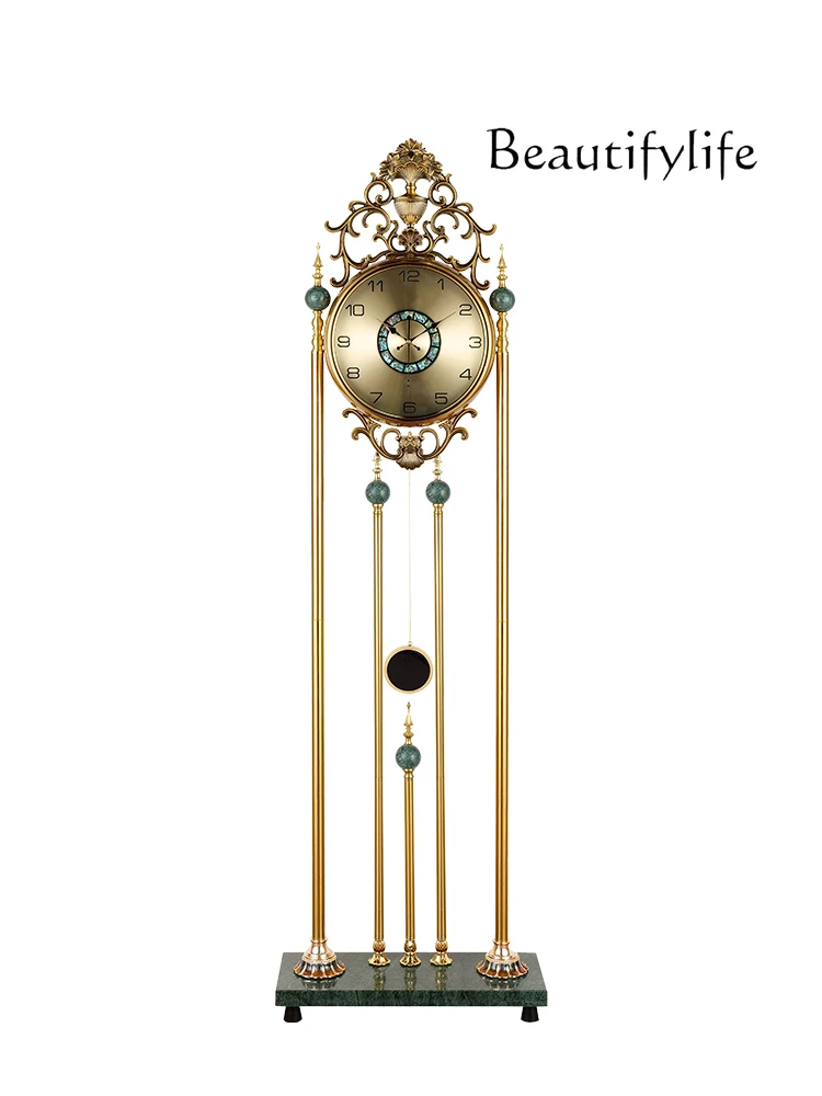 

Elegant Retro Creative Standing Light Luxury Creative Decoration Living Room European High-End Mute the Grandfather Clock