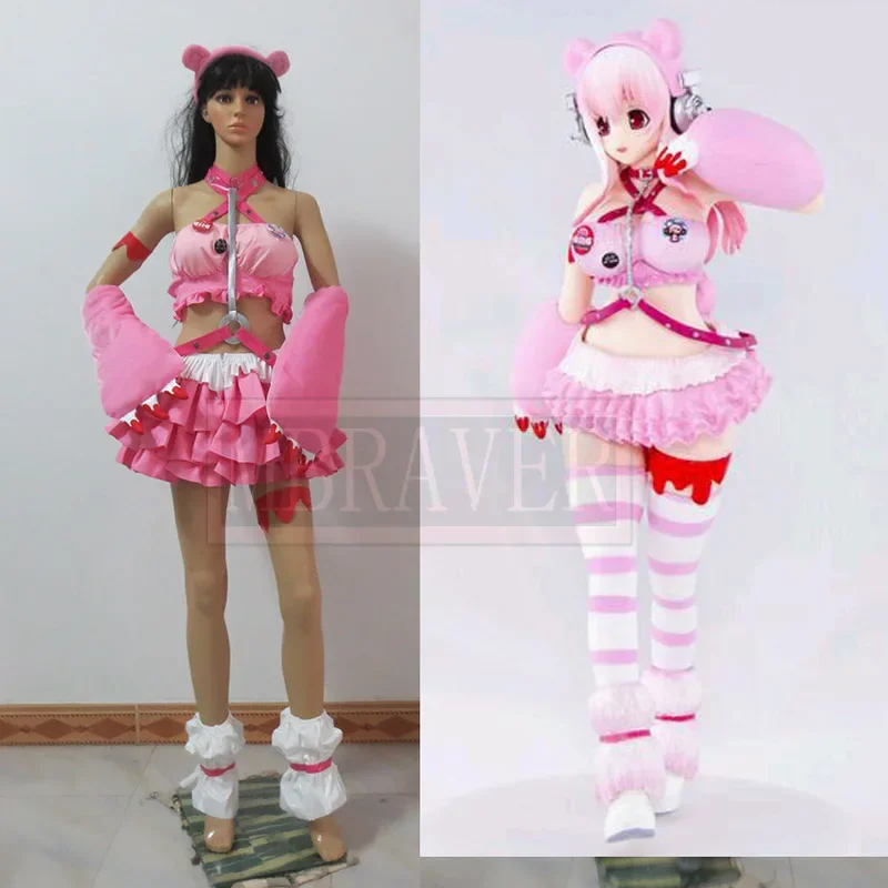 Anime Super Sonico Pink Bear Gloomy Racing GK Watch Cosplay Costume