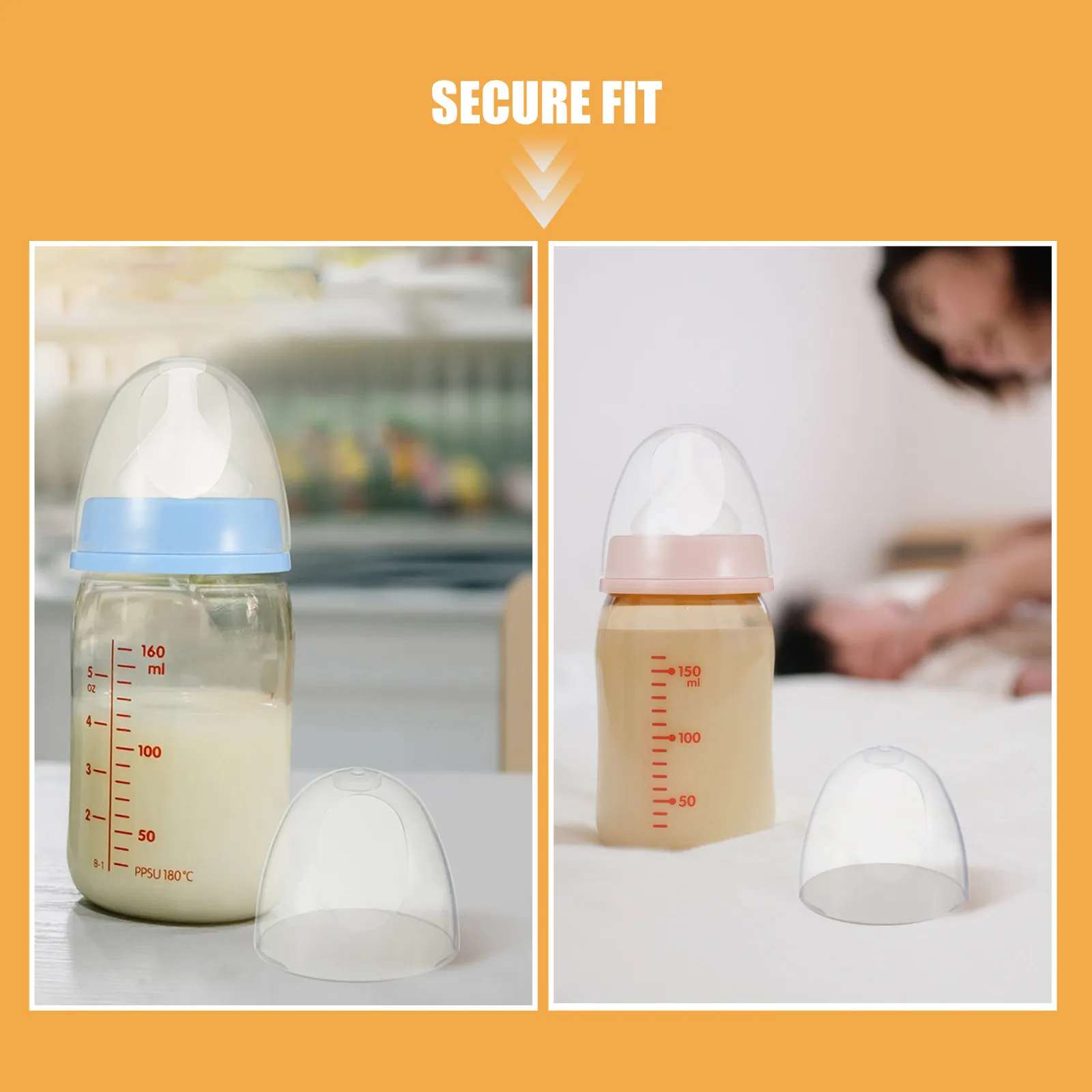6Pcs Wide Mouth Feeding Bottle Caps Dustproof Protector Caps Leakproof Sealing Covers Breastmilk Bottle Accessories Daily Use view 5