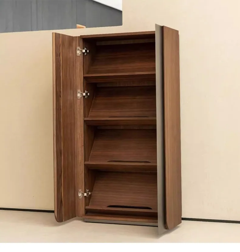 For New Chinese Style North American Black Walnut Ming Style Double Door Shoe Cabinet Song Style Aesthetics Minimalist