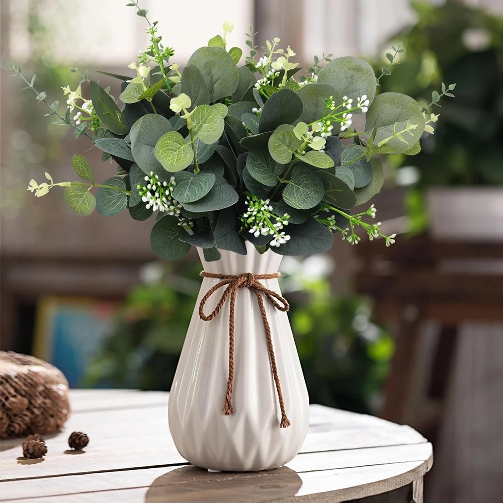 

50 Pieces Artificial Plants Eucalyptus Leaves Fake Grass For Home Room Table Decorations Vase Wedding Flower Wreath Outdoor Yard