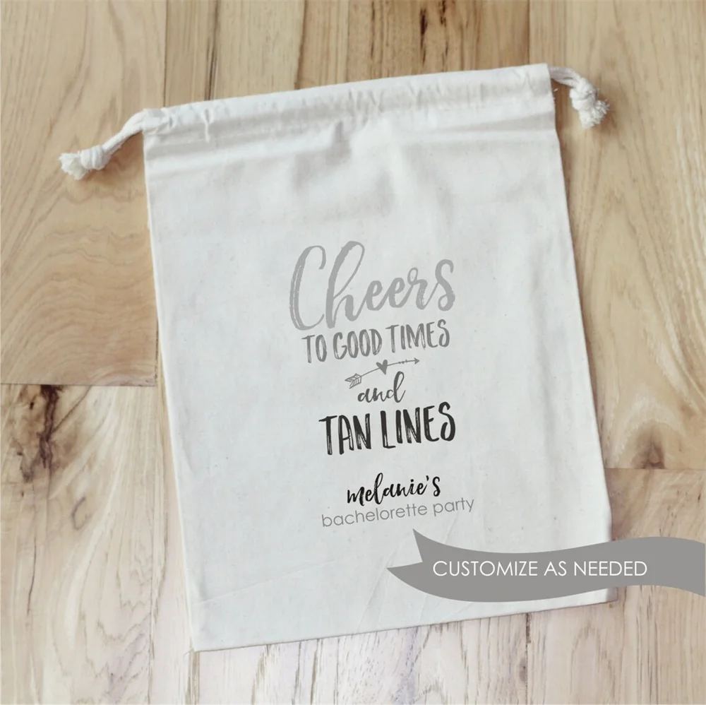 CHEERS to GOOD TIMES and Tan Lines - Personalized Favor Bags - Set of 20 - Bachelorette Party - Wedding Shower - party favor bag