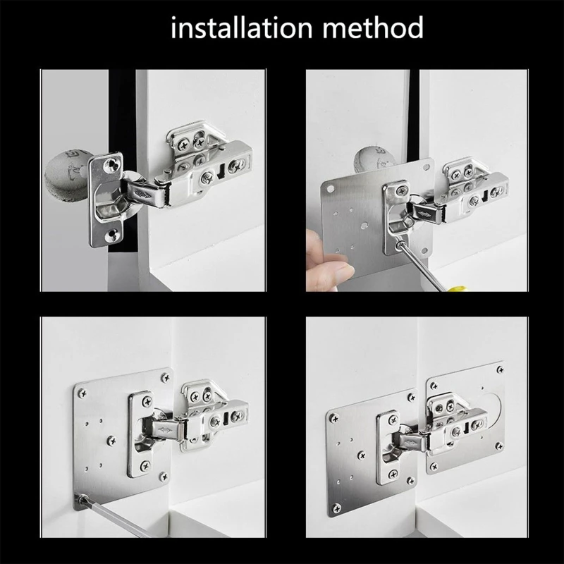 2022 New Cabinet Hinge Repair Plate Kit Stainless Steel Hinge Tools Furniture Door Hinge Accessories for Wood Furniture Shelves