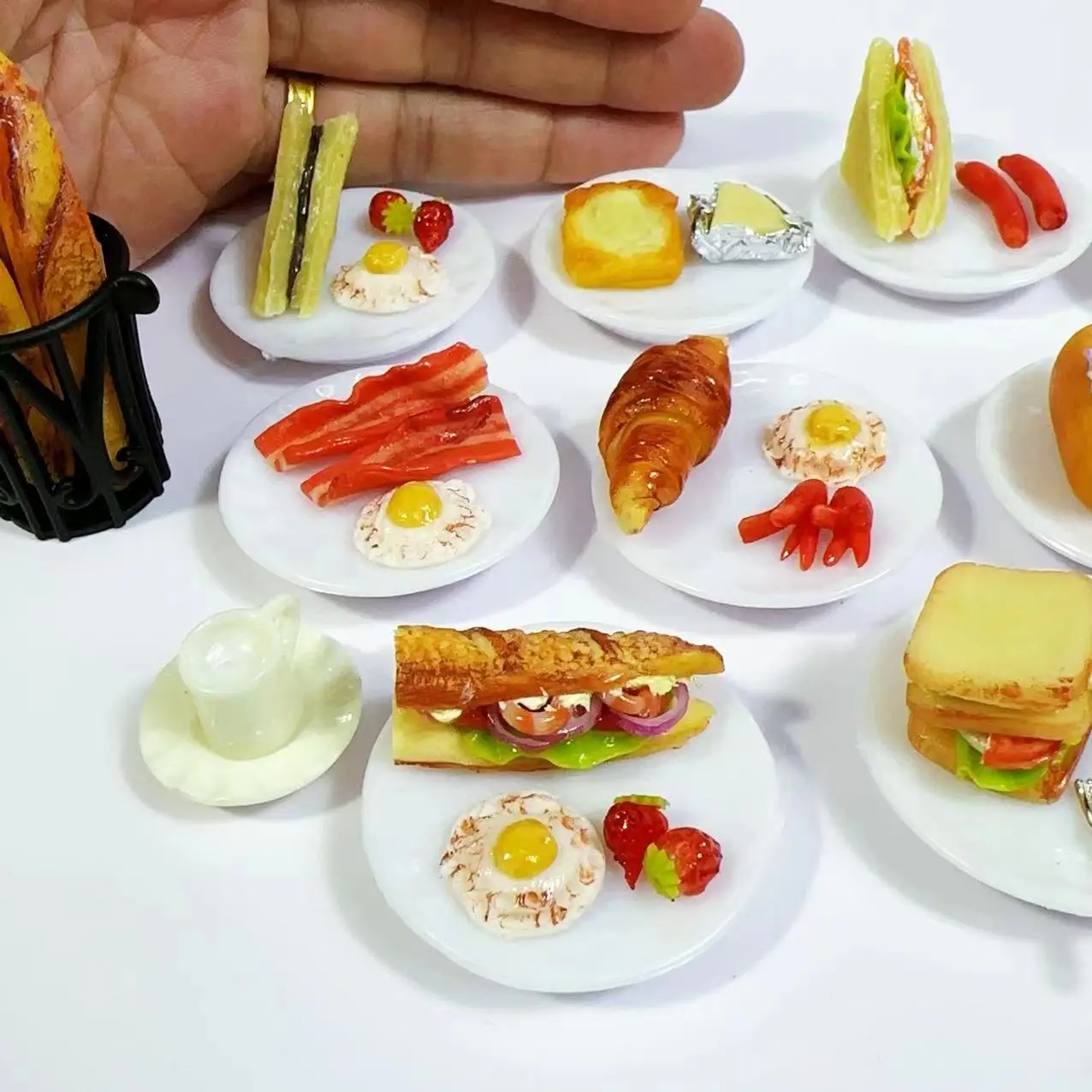 Ensemble de petit-déjeuner sandwich l'inventaire fait à la main avec des créateurs, nourriture pour Butter House, mini cuisine, accessoires de course de jouets, nouveau, 1/6