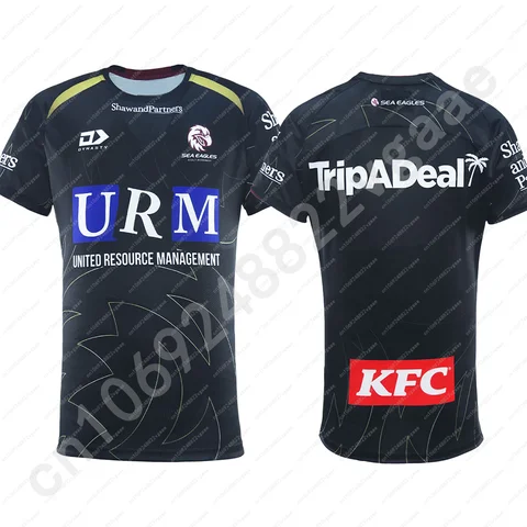 럭비 저지 의류 남성 어린이 어린이 기차 T 셔츠 팀 티 십대 소년 Sportwear 탑 2025 Sea Eagles Mens Training Tee Home