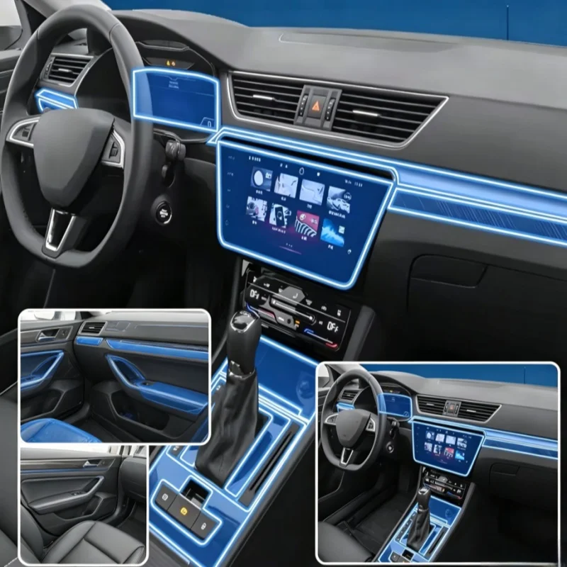 

Car Multimedia Dashboard Navigation Transparent Scratch Resistant Superb 2020-2025 Lnterior Protective Film For Skoda