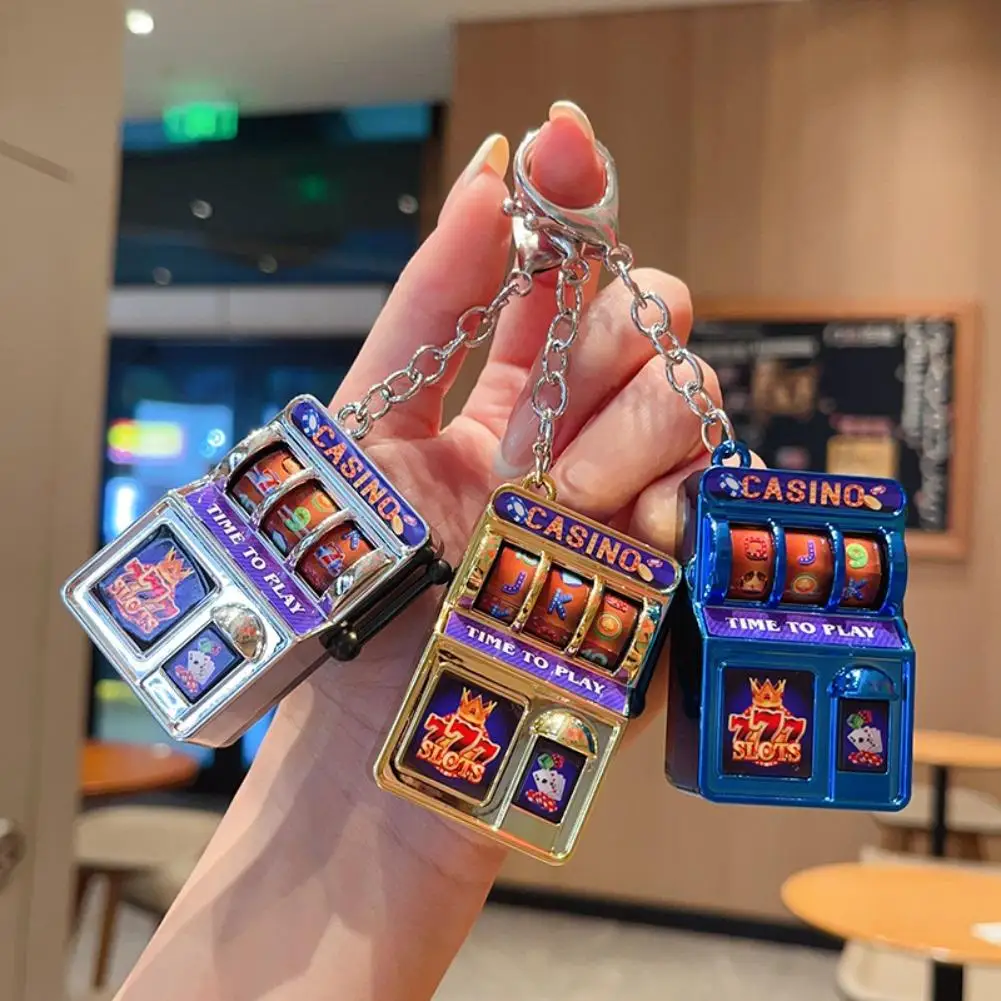 Fashion Slot Machine Keychain Mini Lucky Jackpot Fruit Slot Pendant Novelty Creative Bag Charm Car Key Ring Funny Bag Decor Gift