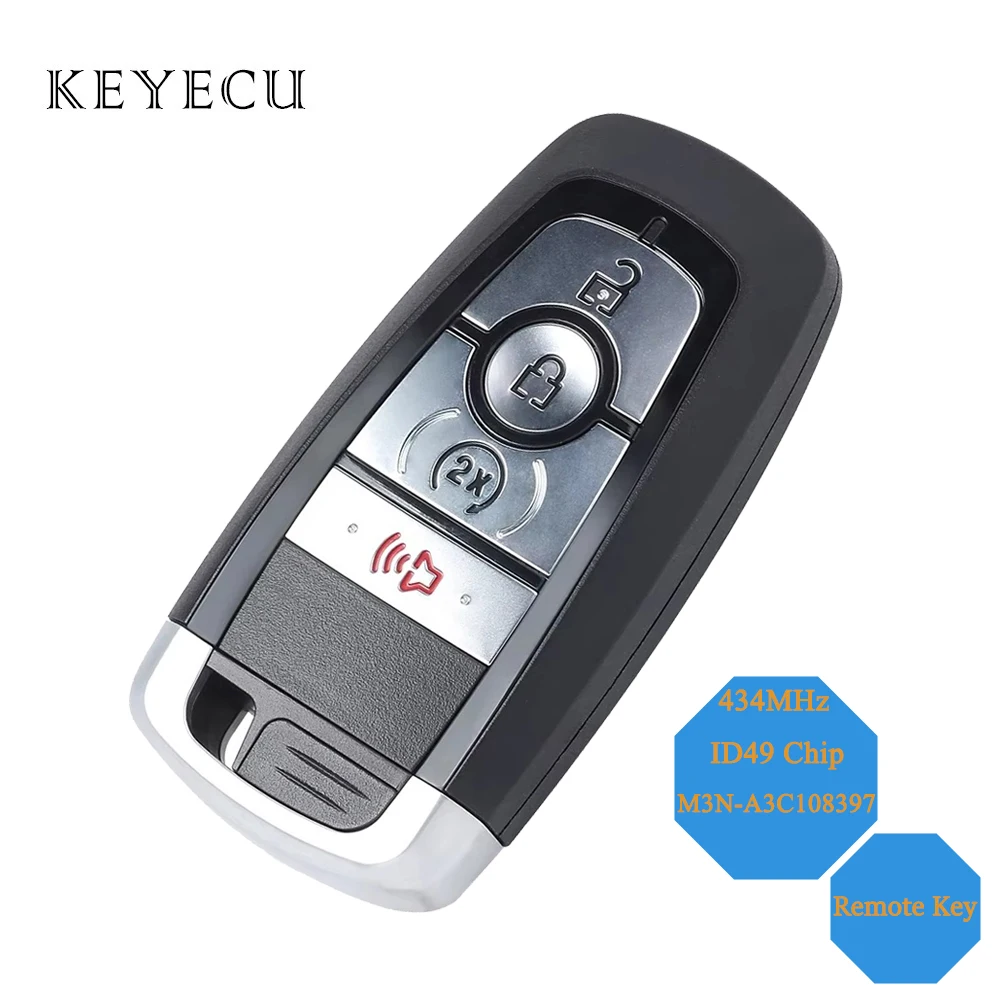 

Keyecu For Ford F-Series F150 F250 F350 F450 F550 2023 2024 Smart Remote Car Key Fob 434MHz With ID49 Chip FCC ID: M3N-A3C108397