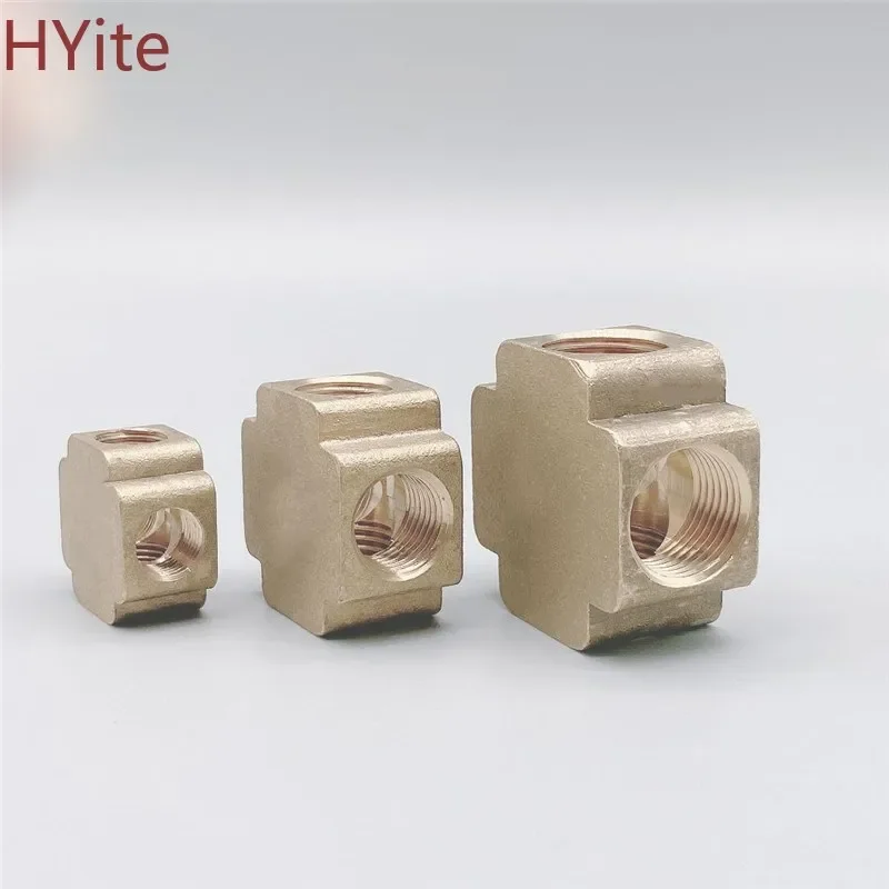 square script 4 Ways Brass Pipe fittings Equal Female Connector 1/8\