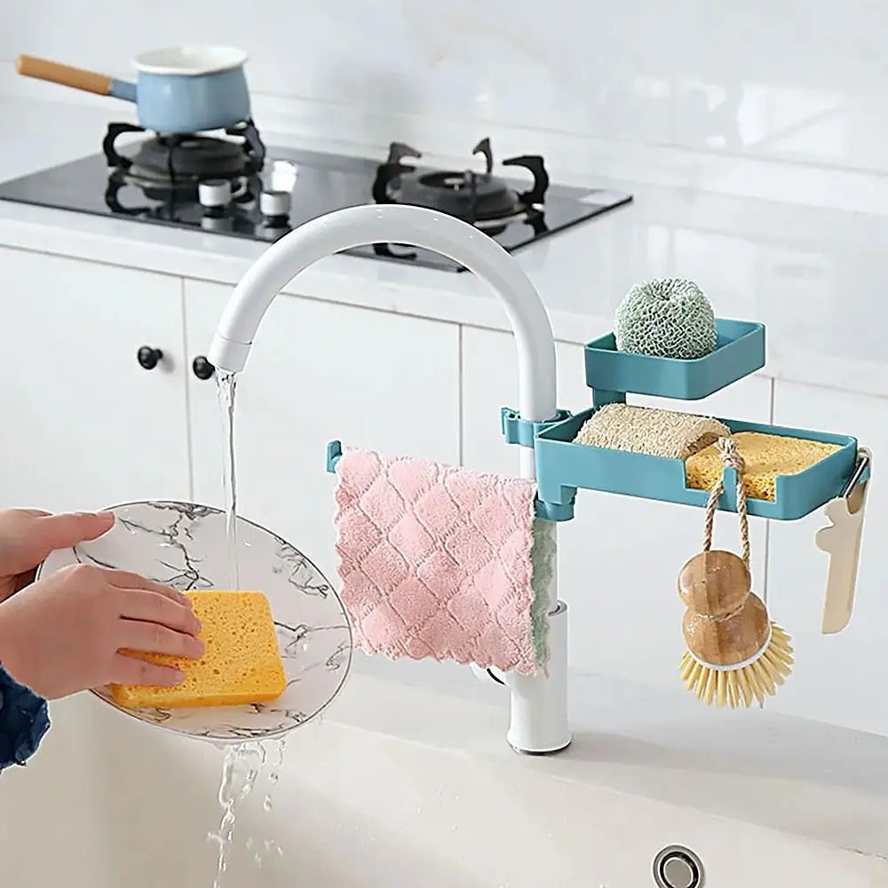 Strong Bearing Capacity Faucet Swivel Shelf Double Floor Storage Organizer Rotation Holder Removable No Punching