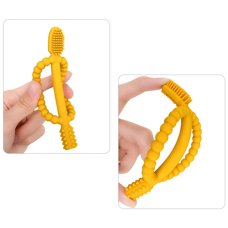 2 in 1 Baby Teething Chew Toys 360 Degree Silicone Baby Toothbrush Baby Accessories Soft Infant Oral Care Tooth Brush Teether