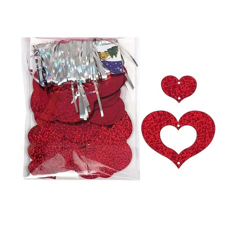 DIY Valentine's Day Love Pulling Laser Sequin Rain Curtain Pendant Heart String Garland Plastic Decorations