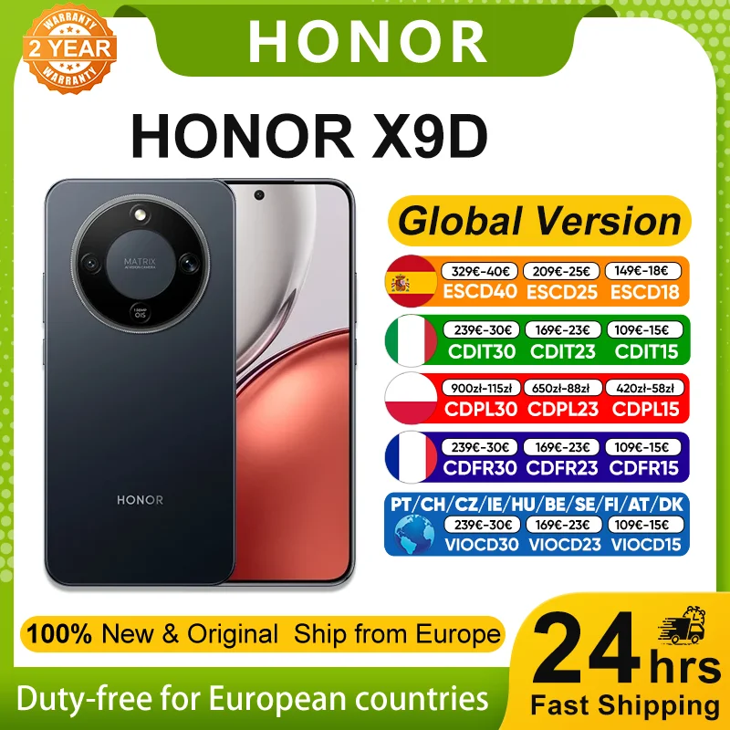 Version Globale Honor X9D 5G Smartphone Snapdragon 6 Gen 4 SGS IP69K 8300mAh 2.5M Super Anti-Chute 6.79'' AMOLED 120Hz 108MP NFC
