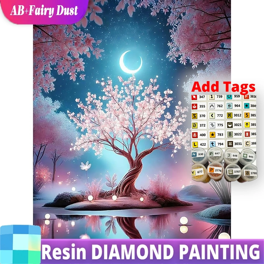

Алмазная мозаика Resin Fairy Dust AB 5D: Дерево и пейзаж, квадратные и круглые стразы, полная вышивка, DIY набор для начинающих, праздничный подарок