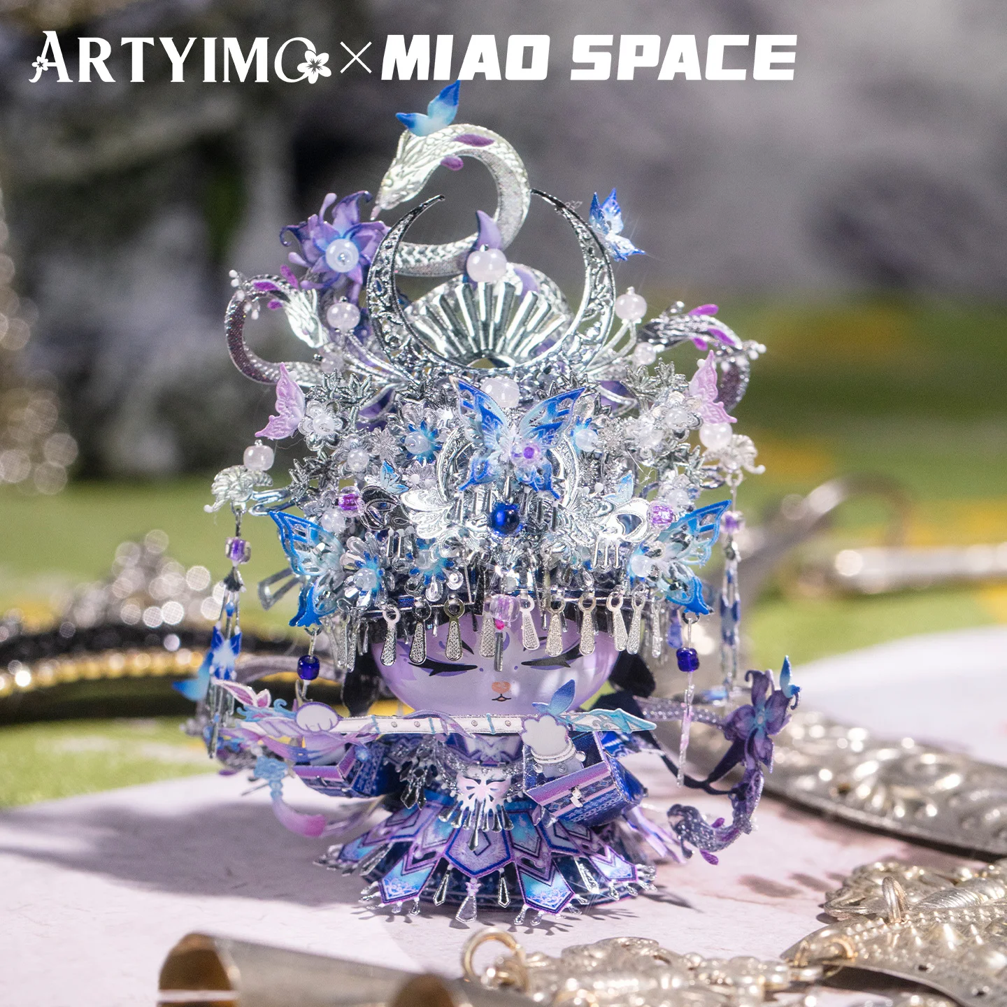 ARTYIMO X MIAO SPACEMiao - Rompecabezas Metálico 3D de Gato Étnico, Decoración de Escritorio Educativa, Alivio del Estrés, Regalo de Cumpleaños para Ella