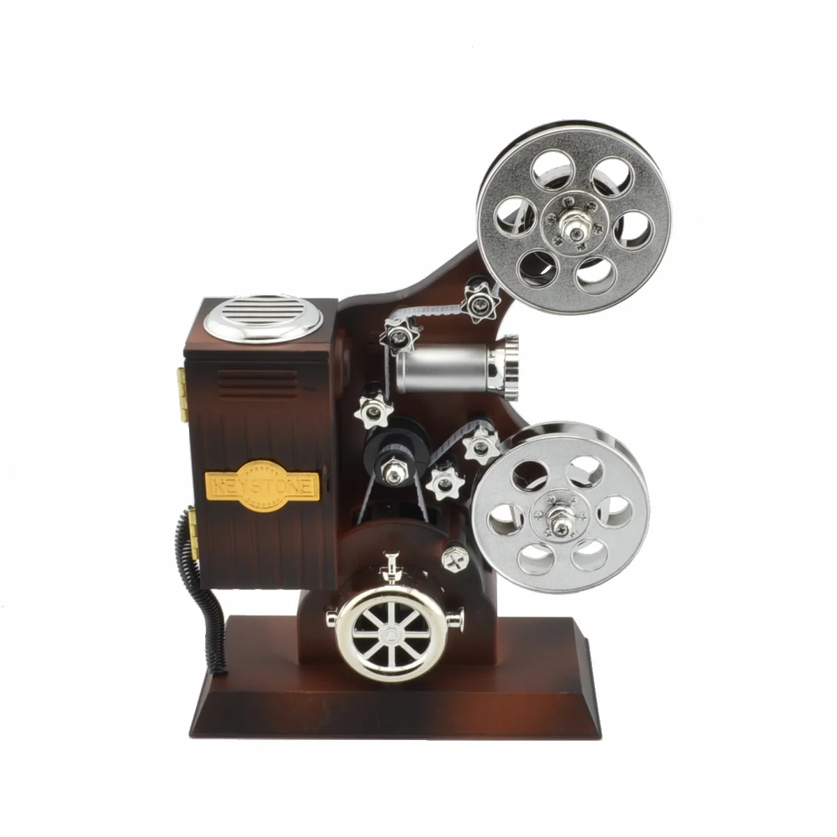 

Retro Film Projector Style Music Box 8.19 X 6.5 X 2.95 Inch Abs Cabinet Mirror Storage Decor Mechanical Wind Up Musical Box