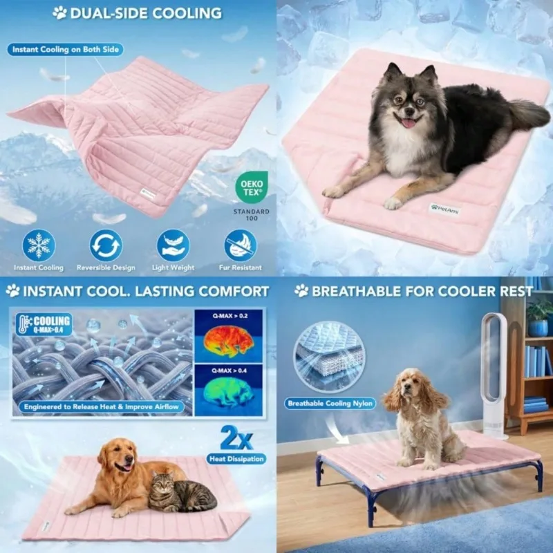 Dog Cooling Mat, Pet Cooling Blanket With Thick Cushioning, Self Cooling Pad For Dogs And Cats, Reversible Summer Mat For Crate, Couch, Kennel
