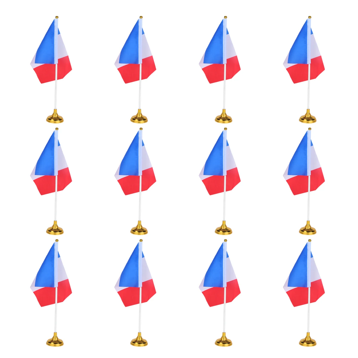 

12Pcs Table Flag Seat Desktop Base Decor Small Mini Banner Tabletop France Polyester Lightweight Home Office Party