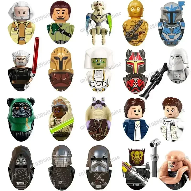 HEROCROSS STAR WARS: Мини-фигурки роботов-конструкторов (Йода, Мандалорец, Хан Соло, C-3PO, Дарт Вейдер, Барбек Фетт)