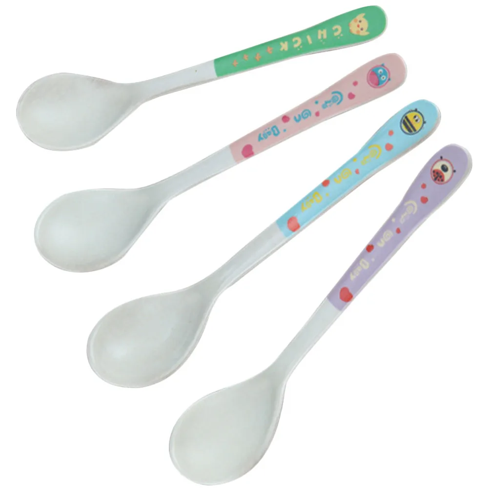 

Набор из 4 разноцветных детских тренировочных ложек с удобной ручкой для самостоятельного кормления, набор столовых приборов для малышей, детская ложка, ложка для малышей