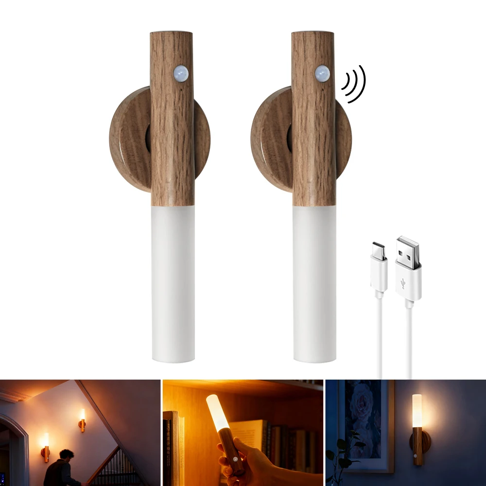 1pc Intelligent Human Body Induction Night Light, LED Rechargeable Corridor Cabinet Wall Light, Household Toilet Wall Induction
