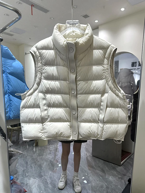Fashionable Cotton Vest Women's Short Style Korean Casual Fit Stand Collar Autumn Winter New Arrival Single Button Closure So...